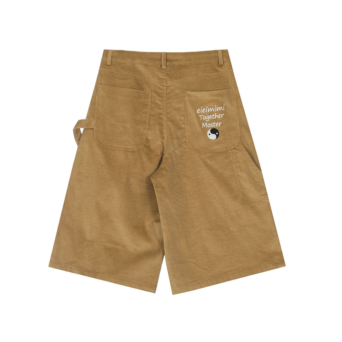 American retro corduroy midi shorts