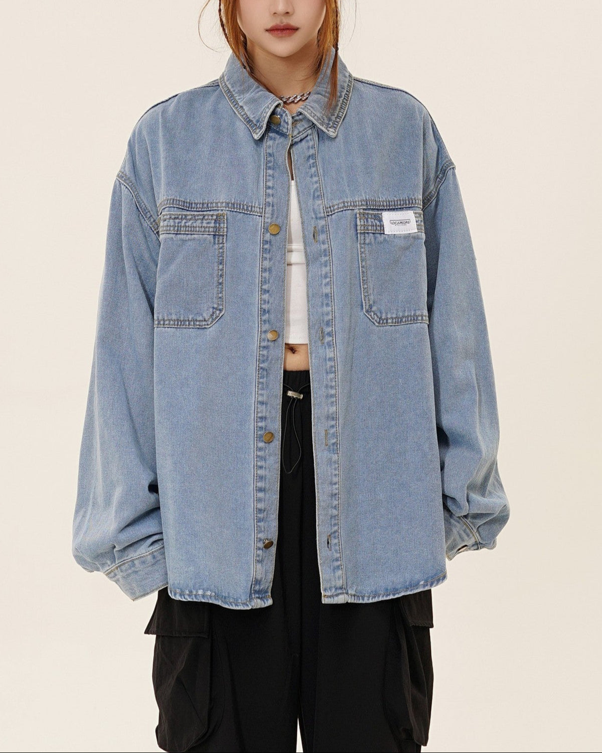 Retro simple denim long sleeve shirt