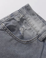 Raw edge straight cropped shorts