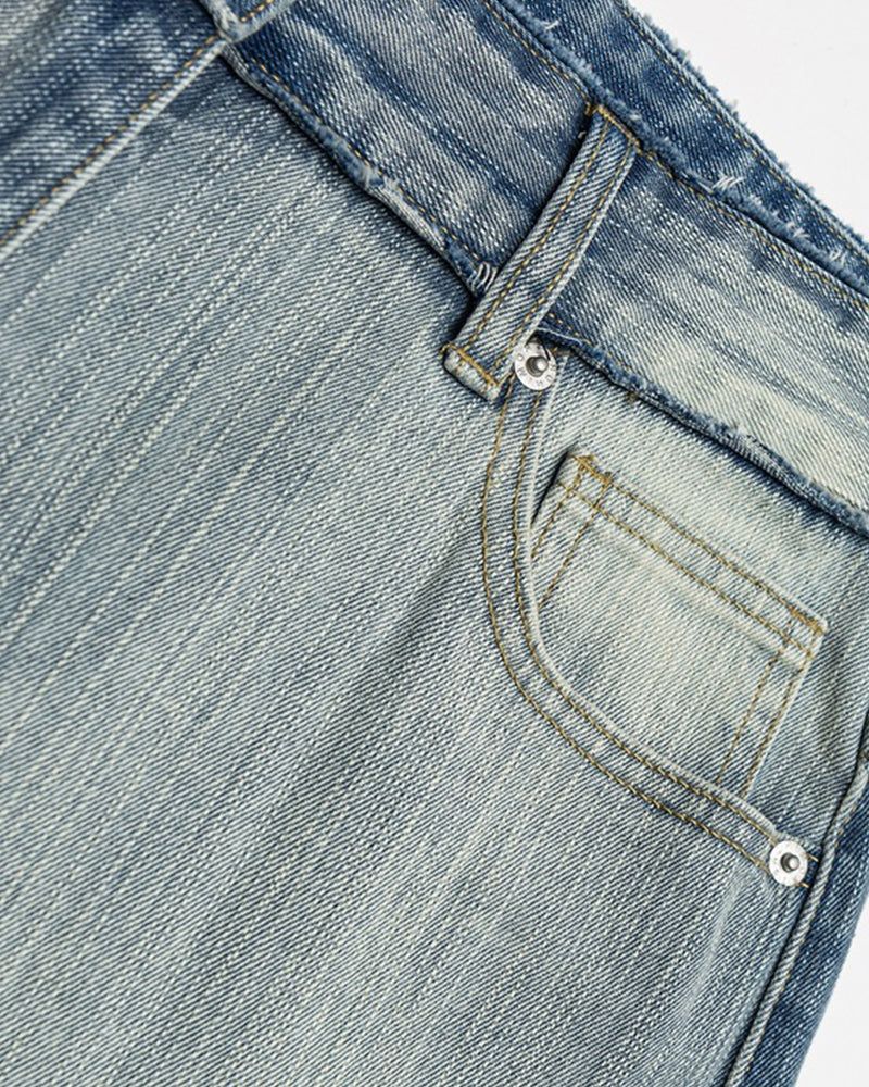 做舊直筒牛仔褲