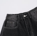 水洗直筒牛仔褲