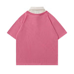 復古拼接polo領短袖