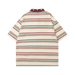 Retro color block striped short sleeves