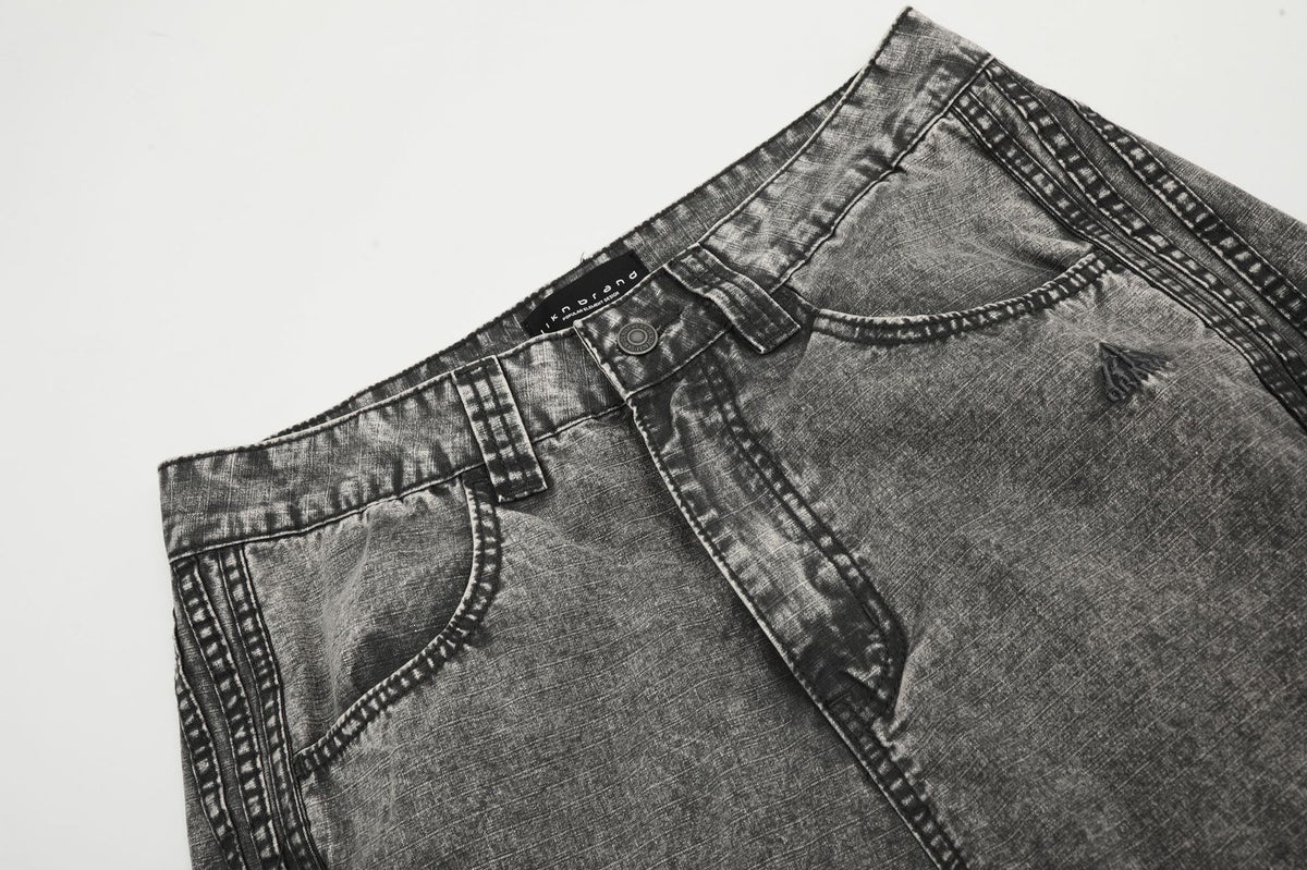 Washed distressed heavy duty jeans