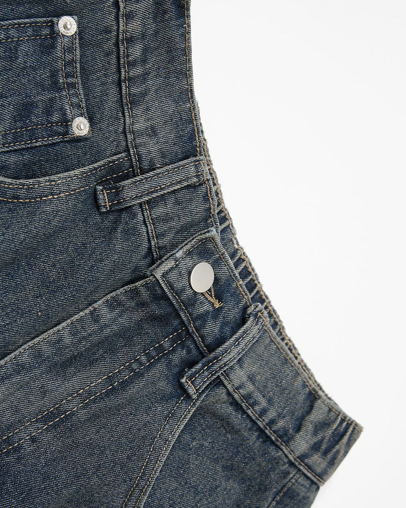 Distressed multi-pocket jeans