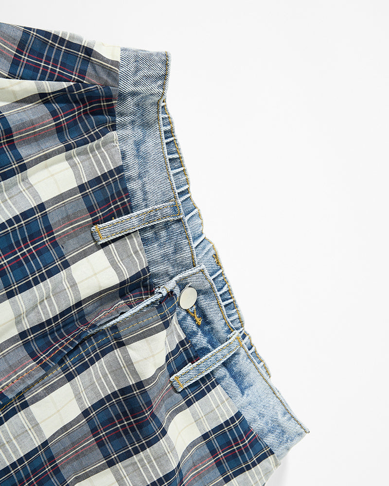 復古拼接小狗長褲