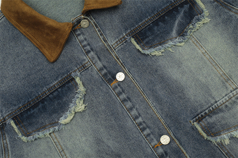 Contrast patchwork denim jacket