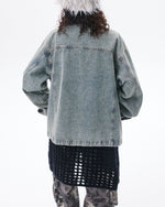 Vintage leopard print denim jacket