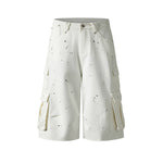 Distressed washed shorts