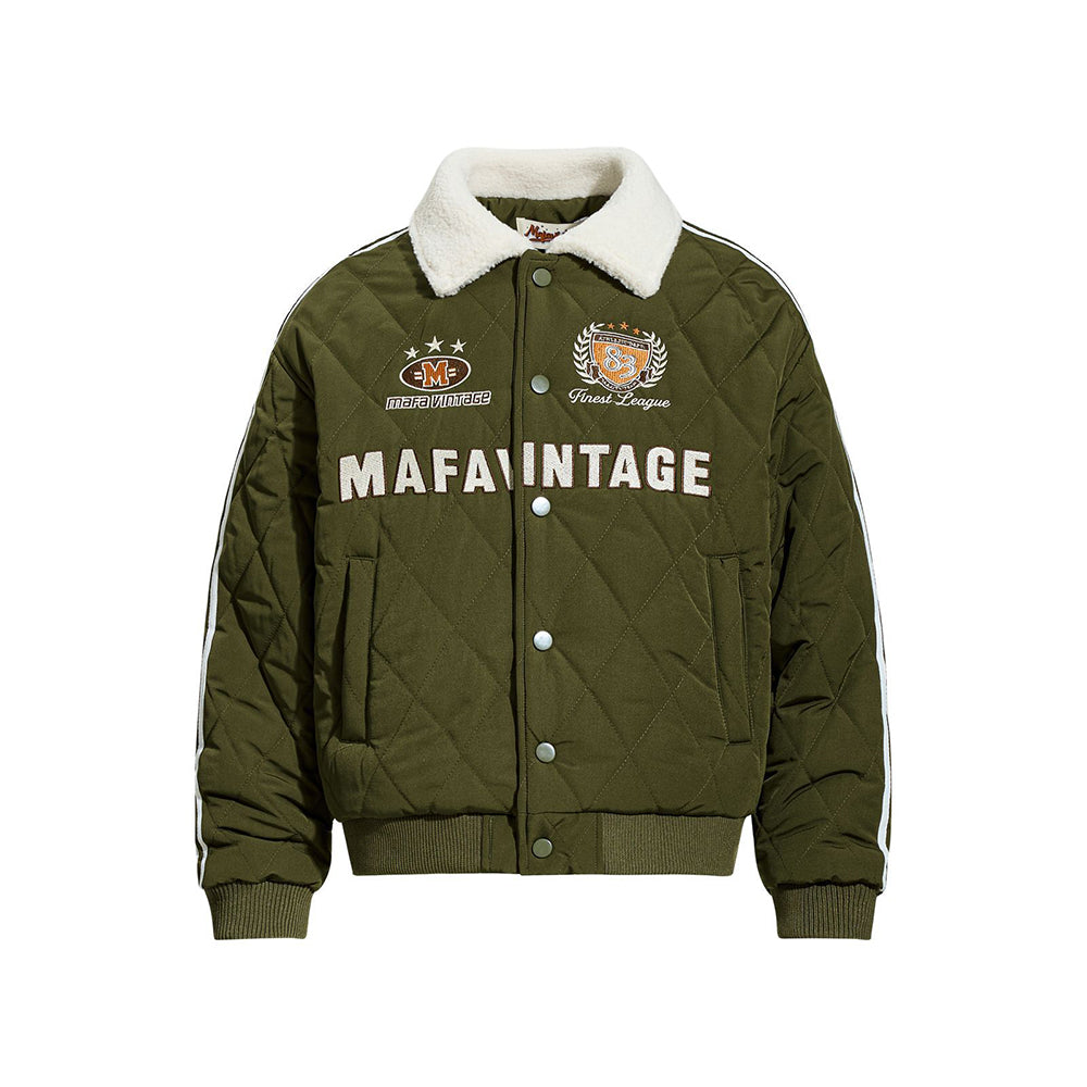 레트로 레터 자수 코튼 패딩 재킷