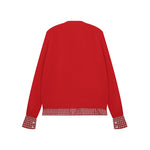 復古短款拼接開衫毛衣