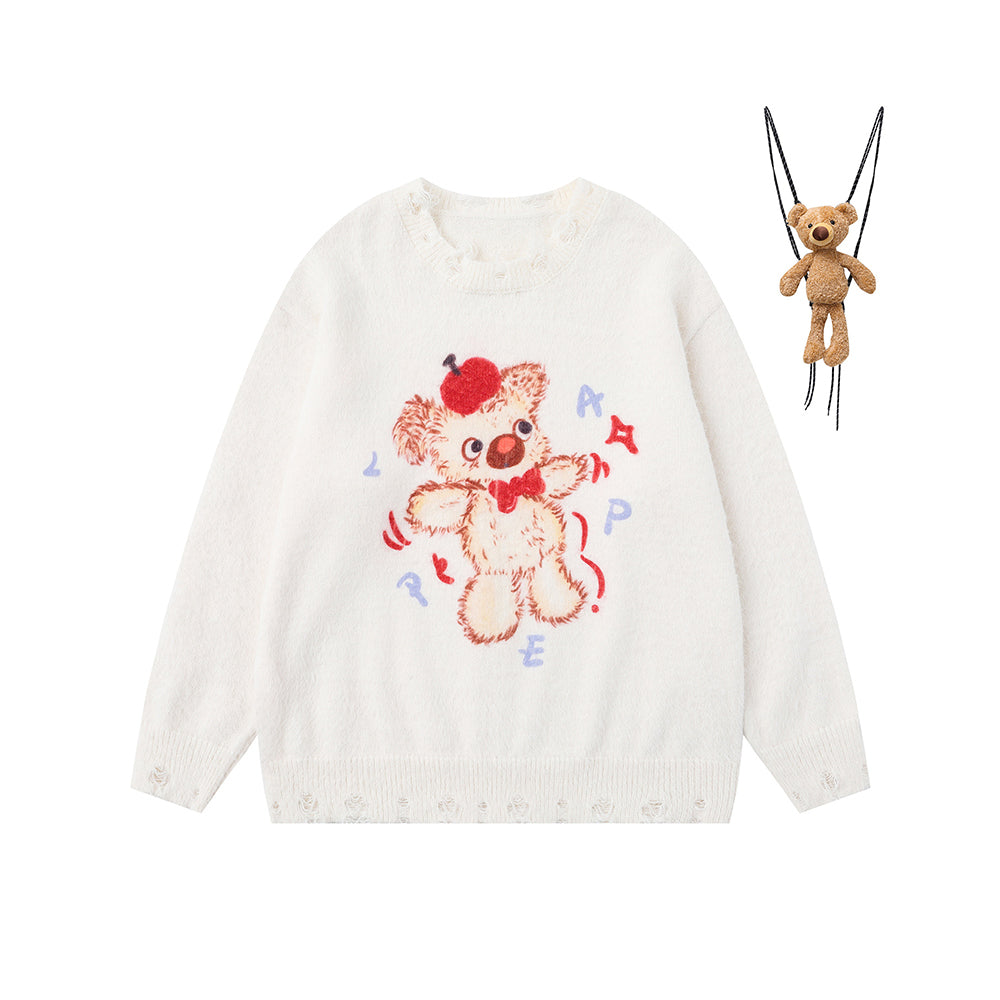 雙肩包玩偶情侶針織衫