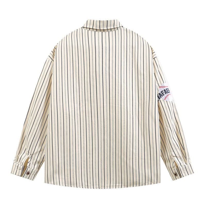 Retro vertical stripe contrast shirt