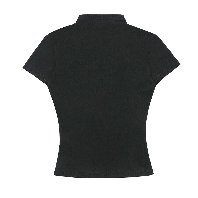 Cat print half turtleneck short sleeves (women's)