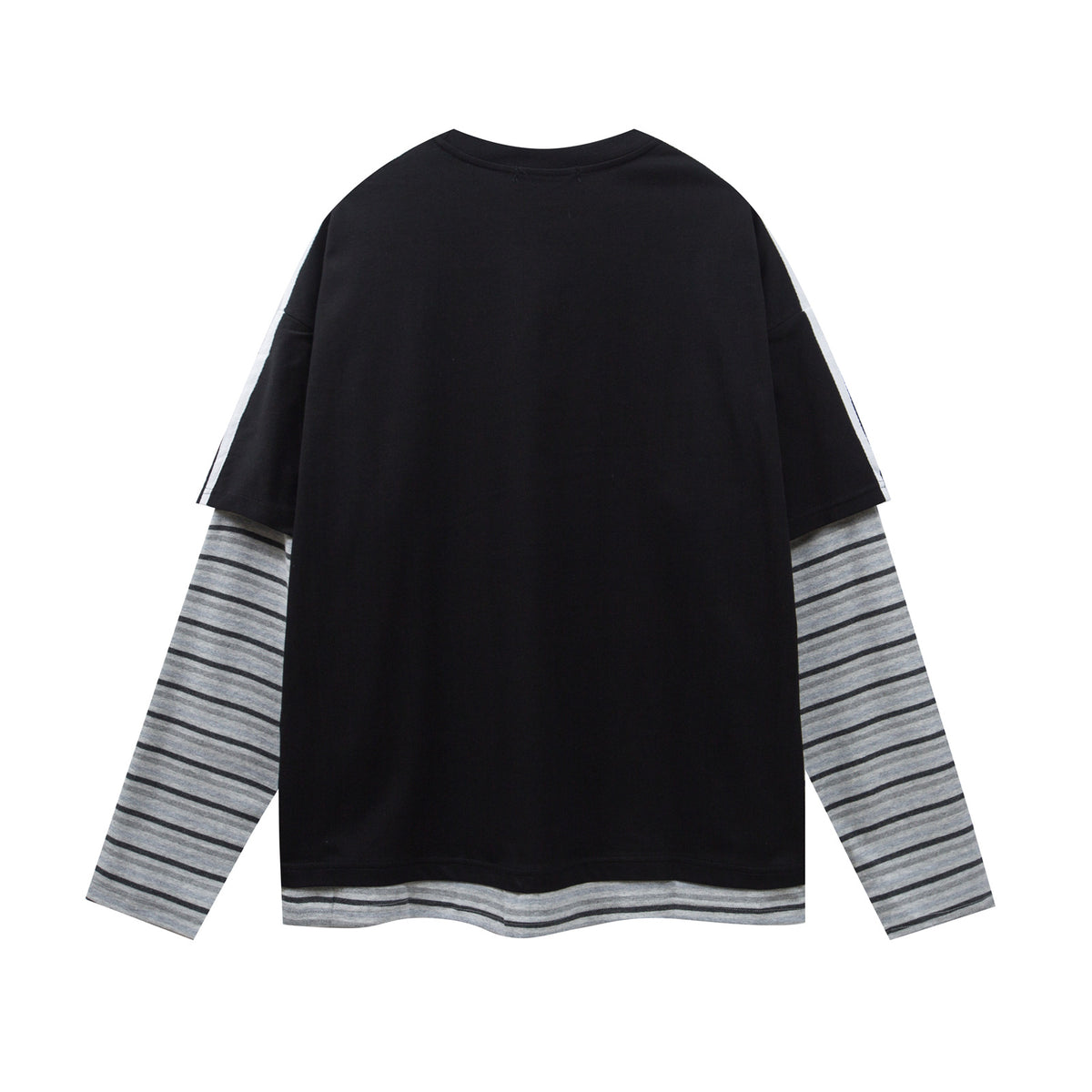 Retro contrast color casual fake two-piece long sleeves