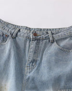 做舊破洞牛仔長褲