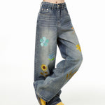 retro casual denim trousers