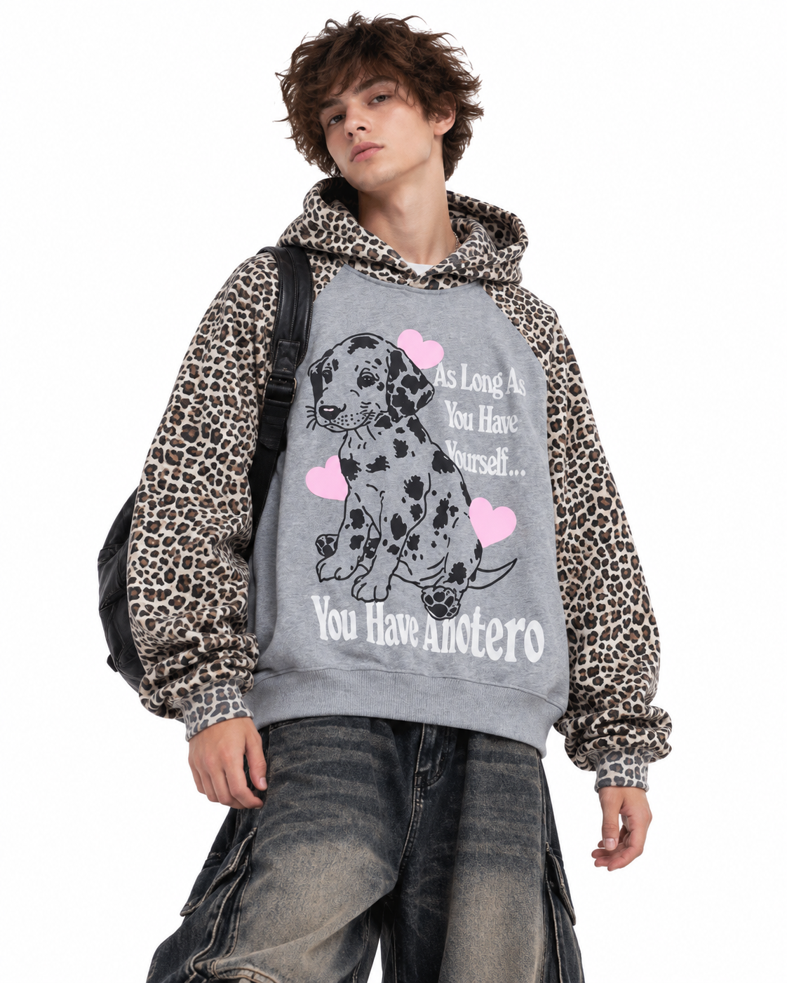豹紋斑點狗連帽衛衣