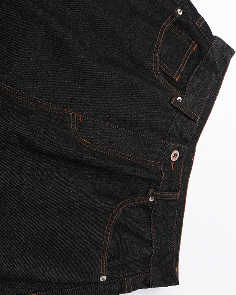 Distressed Embroidered Jeans