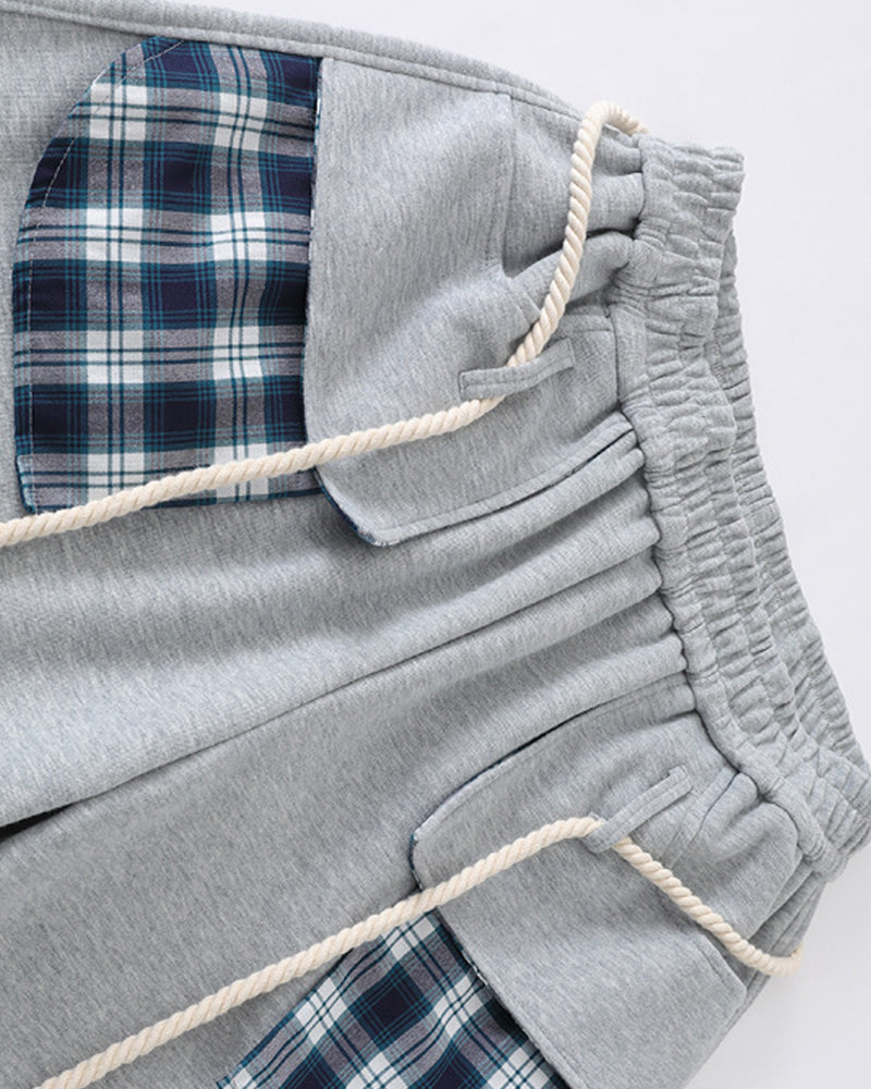 拼接撞色直筒運動褲