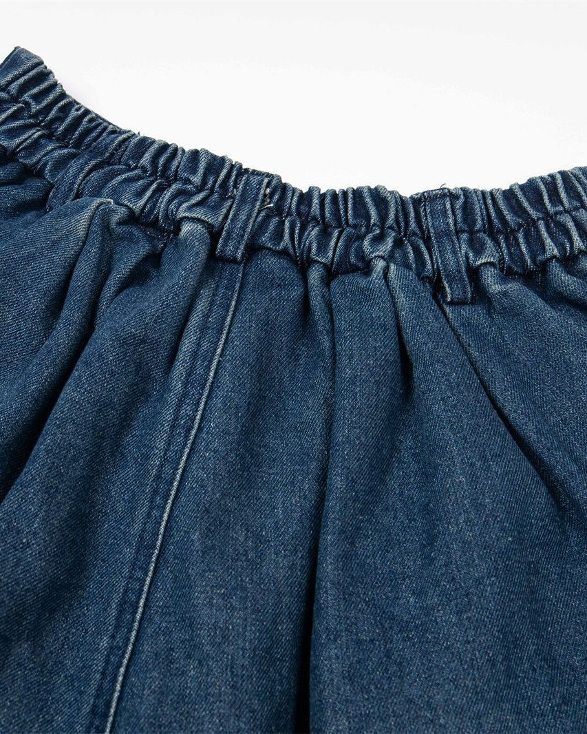 Vintage washed denim wide-leg pants