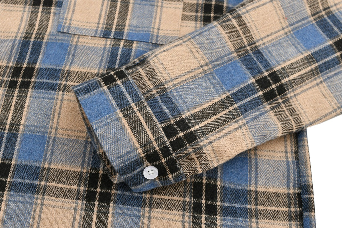 Retro simple plaid long-sleeved shirt