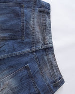 水洗牛仔直筒褲