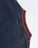 Color-blocked leopard print denim sweatshirt