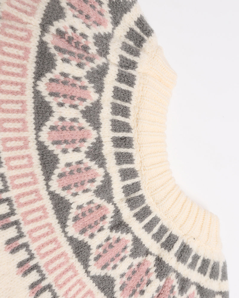 Vintage jacquard pullover sweater