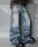 distressed wide-leg jeans