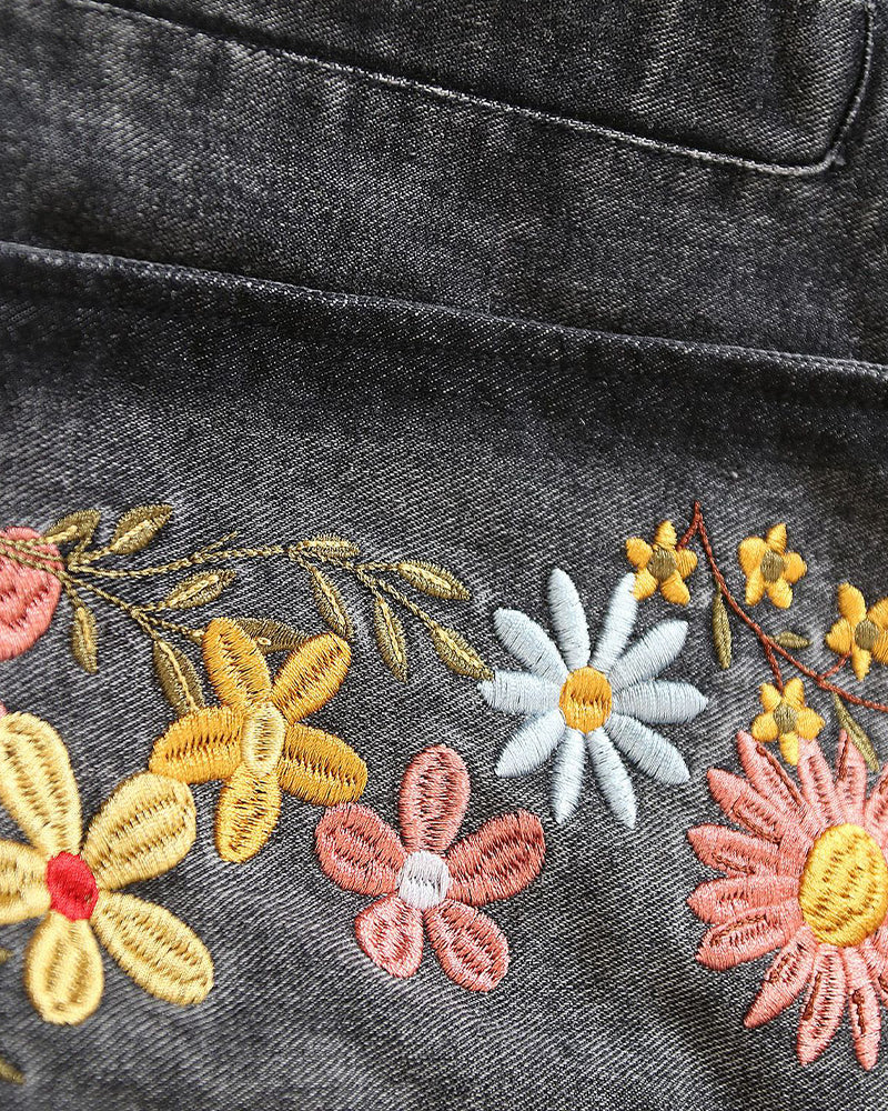 꽃 자수 데님 재킷