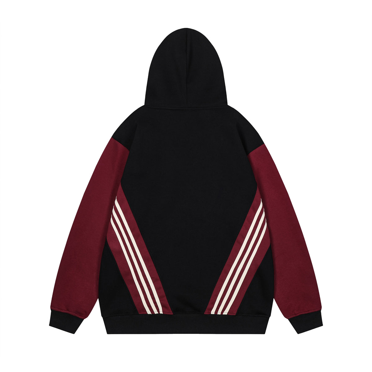 Retro contrast patchwork hooded sweatshirt