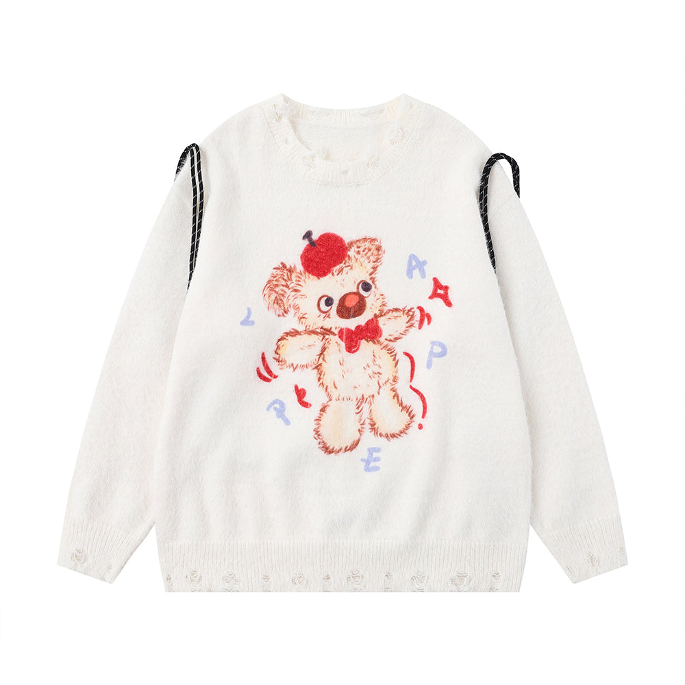 雙肩包玩偶情侶針織衫