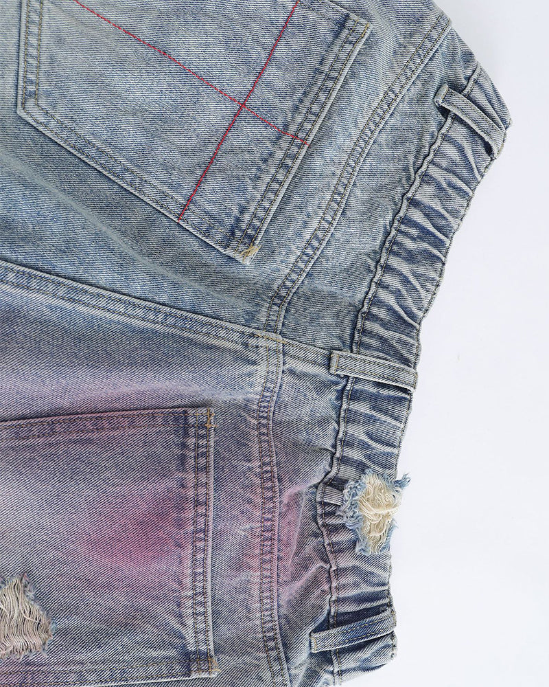 Ripped hem shorts