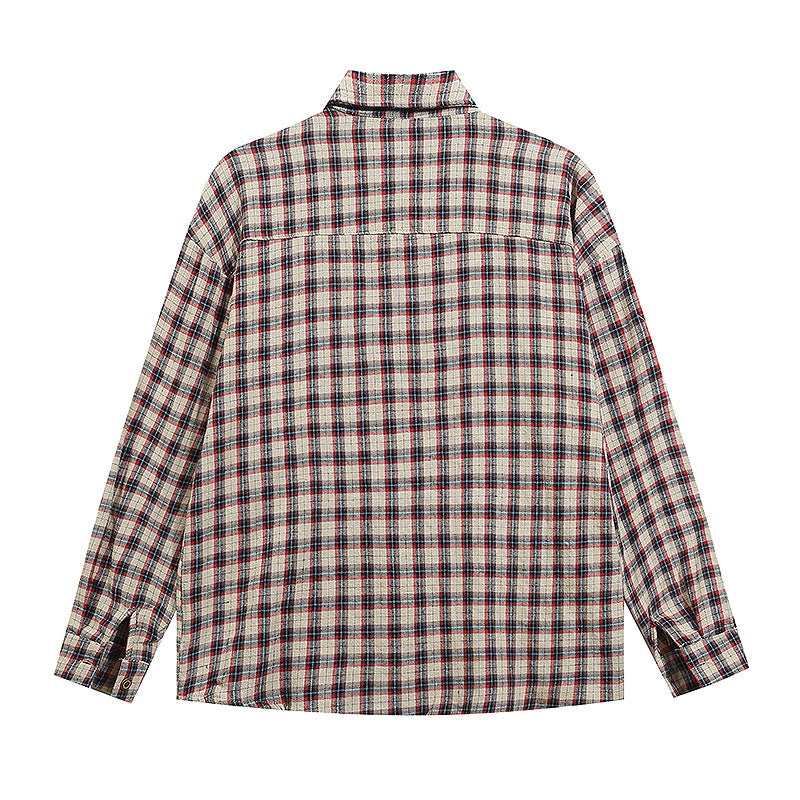 retro plaid embroidered shirt