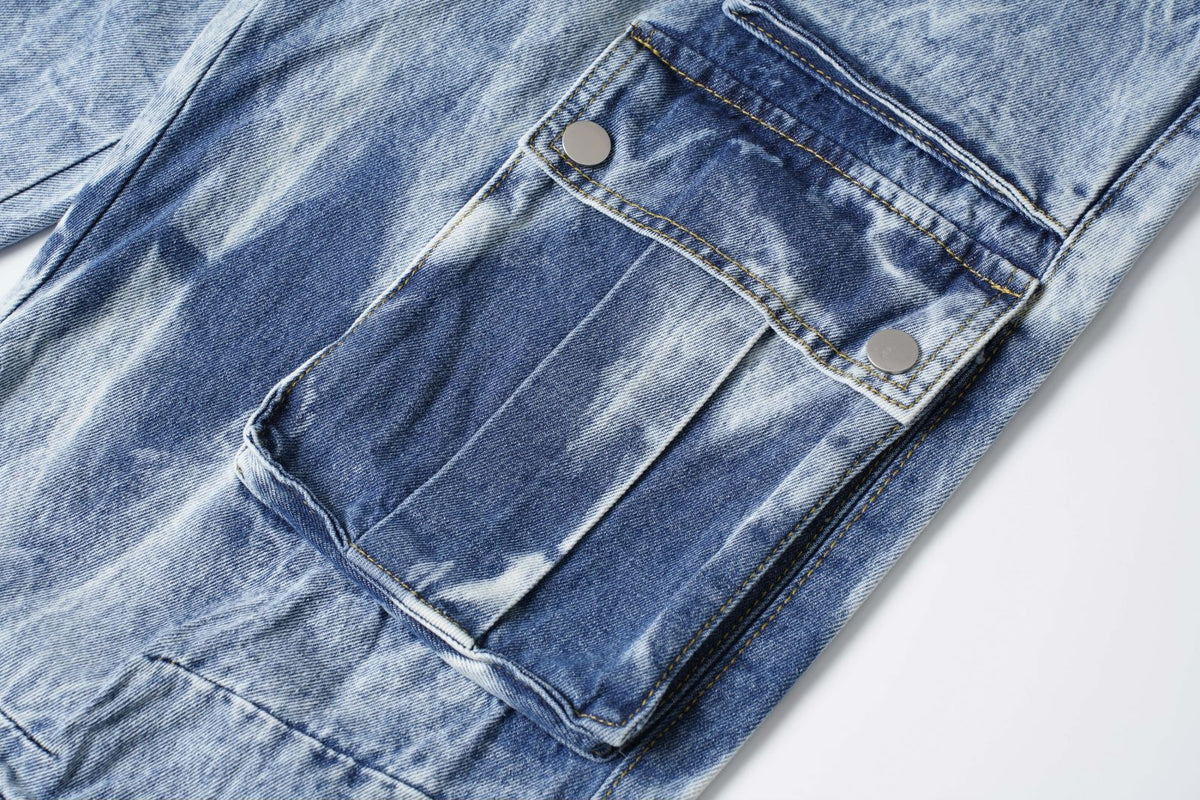 Vintage Multi-Pocket Denim Pants