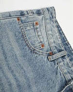 Distressed washed straight jeans