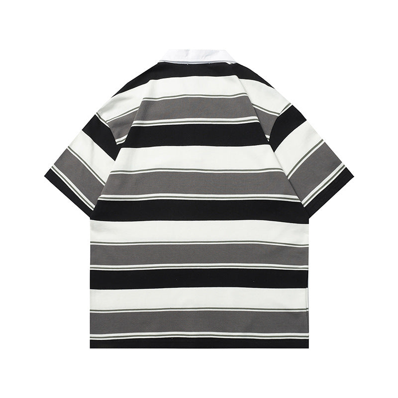 Retro striped polo short sleeves