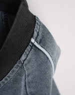Retro washed denim short-sleeved shirt