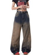 Heavy gradient denim trousers
