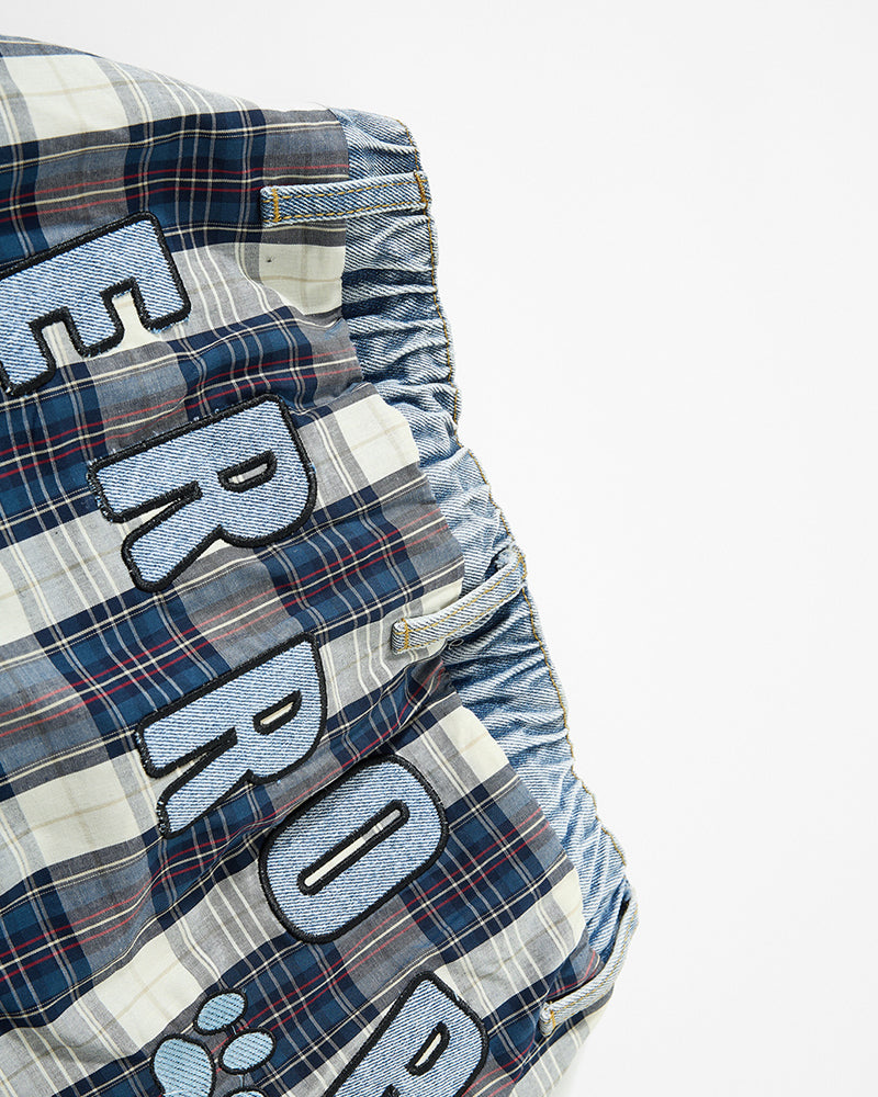 復古拼接小狗長褲