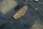 Retro patchwork lapel denim jacket