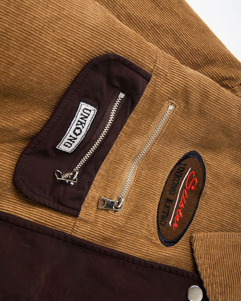 Retro color-blocked lapel coat