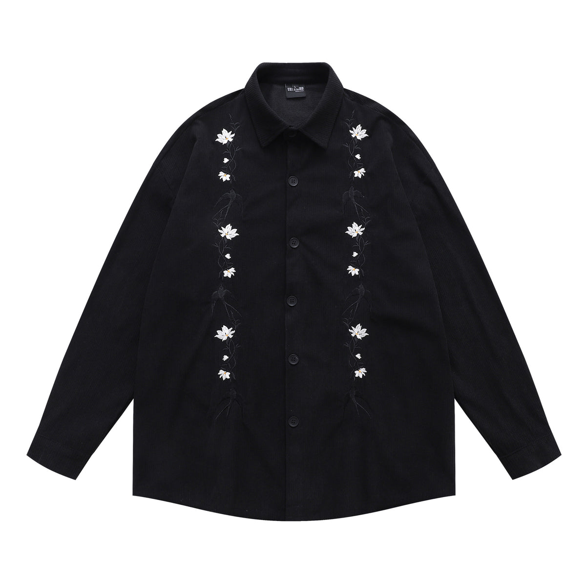 Floral embroidered long-sleeved shirt