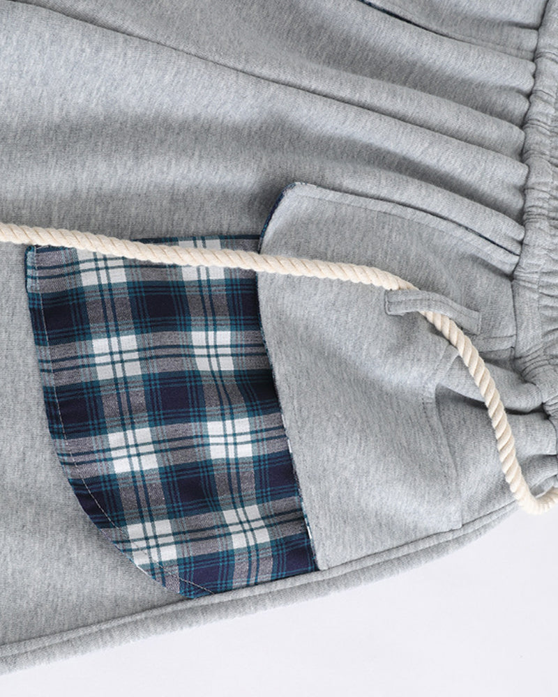 拼接撞色直筒運動褲