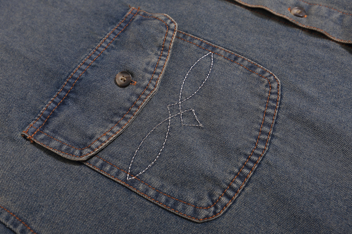 American retro simple denim shirt