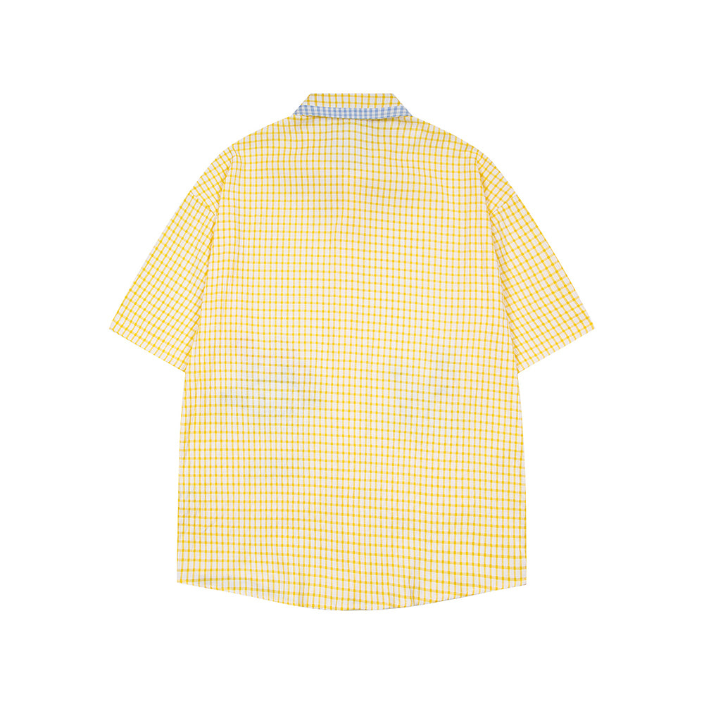 格紋貓咪短袖襯衫