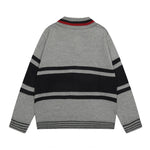 Patchwork contrast color polo sweater