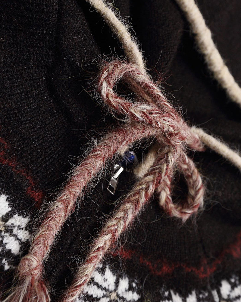 Hooded knit cardigan