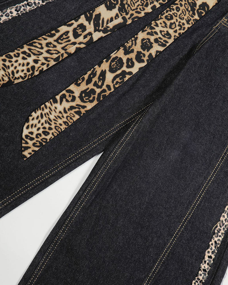 Loose leopard print jeans